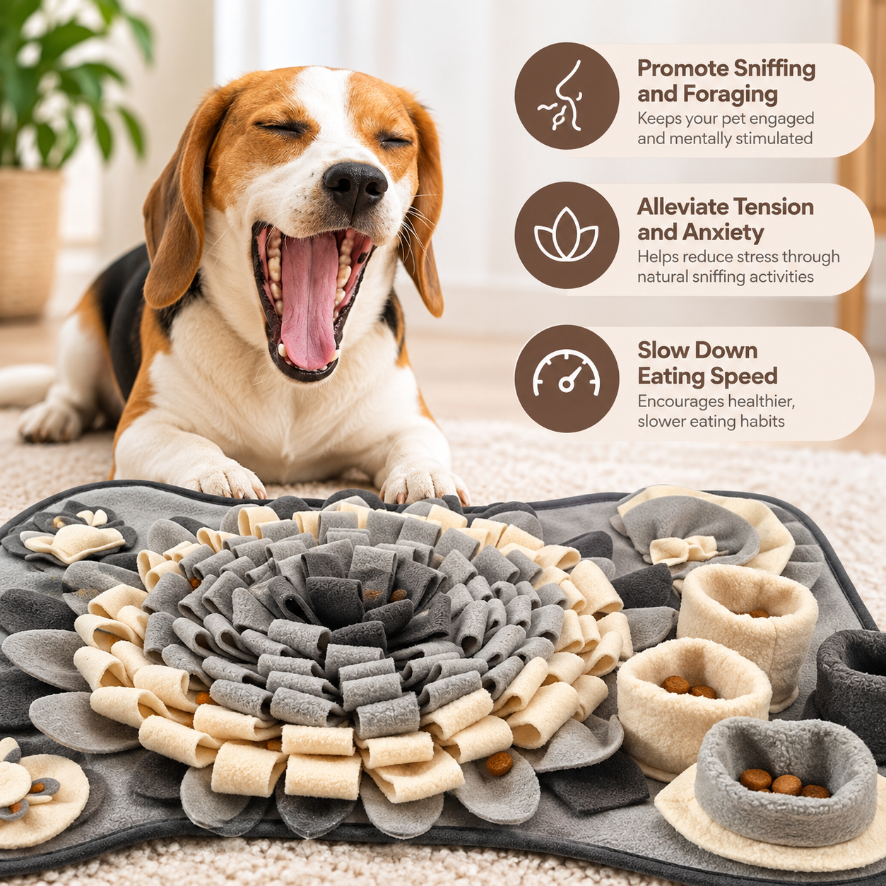 Foraging Snuffle Mat for Dogs – Slow Feeder with Squeaker & Food Bowls