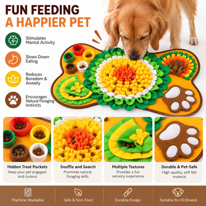Foraging Snuffle Mat for Dogs – Slow Feeder with Squeaker & Food Bowls