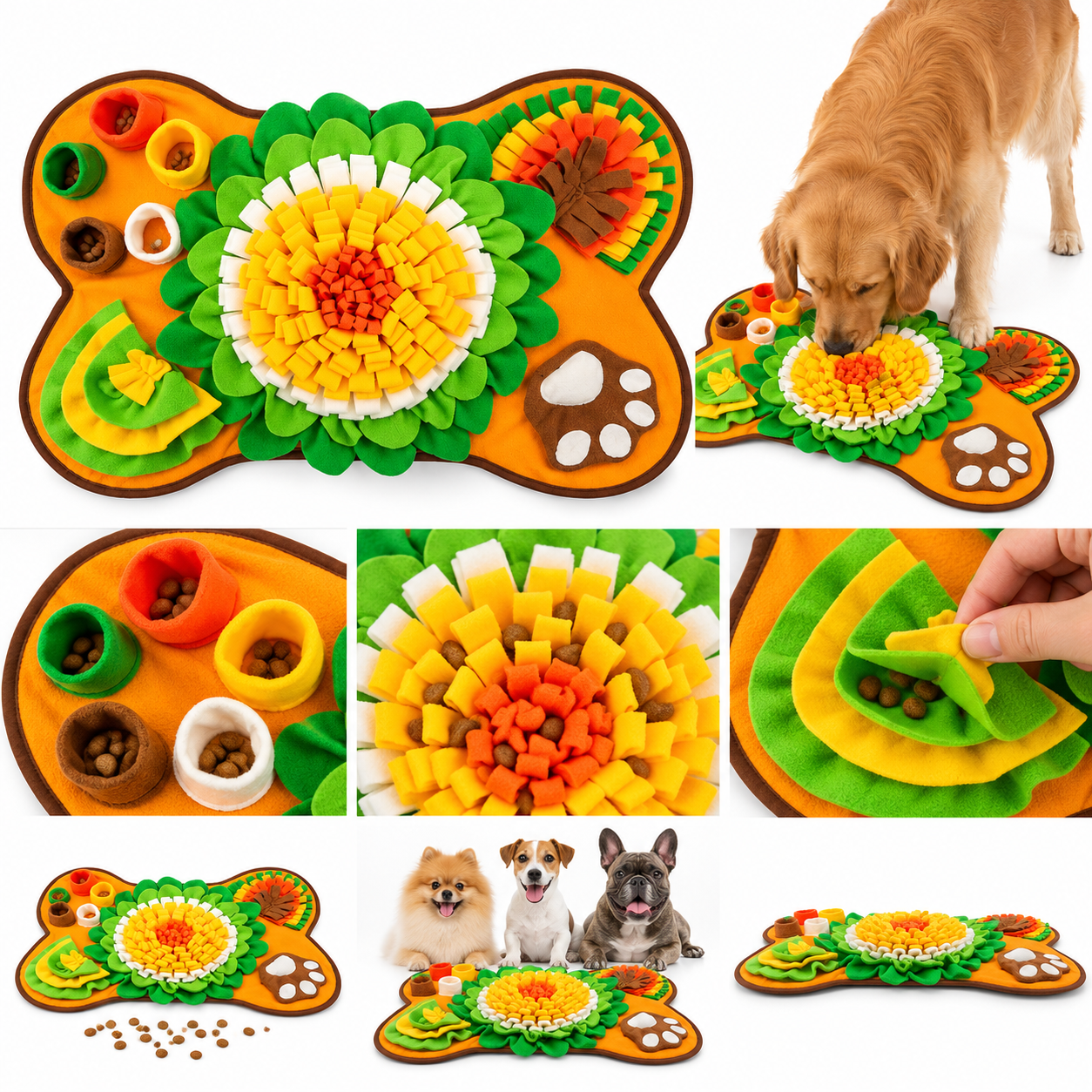 Foraging Snuffle Mat for Dogs – Slow Feeder with Squeaker & Food Bowls