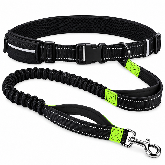 hands-free dog leash waist belt for running with adjustable waist belt in black – Pulse & Pawz