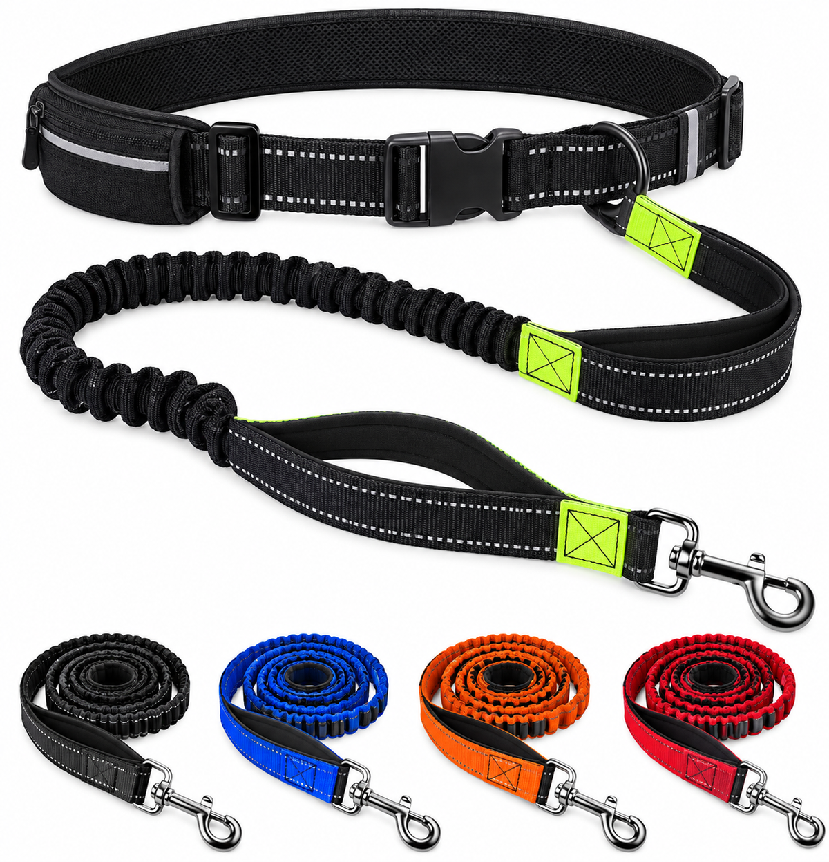hands-free dog leash waist belt for running with adjustable waist belt in orange – Pulse & Pawz