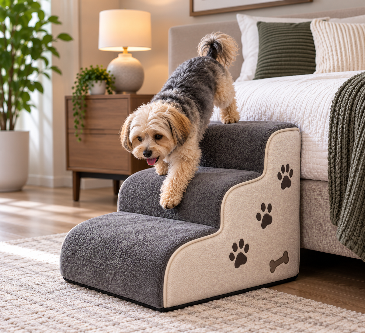 pet stair steps high-density foam for bed and sofa close-up of foam step surface – Pulse & Pawz
