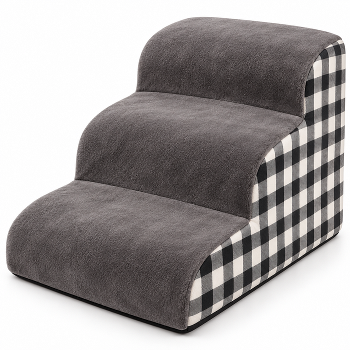pet stair steps high-density foam for bed and sofa bedside step design in grey – Pulse & Pawz