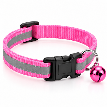 Reflective Cat & Small Dog Collar with Bell – Set of 2