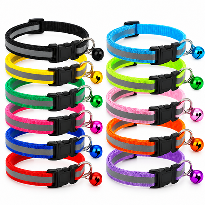 Reflective Cat & Small Dog Collar with Bell – Set of 2