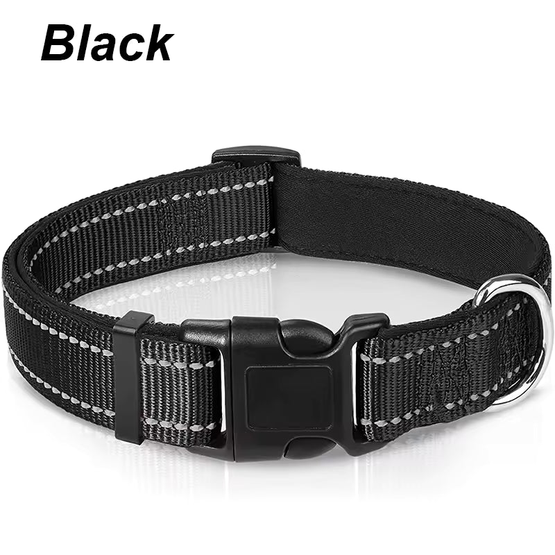 Reflective Dog Collar Neoprene Padded Nylon Collar for All Breeds