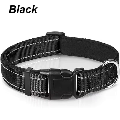 Reflective Dog Collar Neoprene Padded Nylon Collar for All Breeds