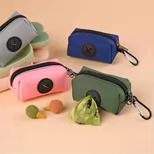 Dog Poop Bag Holder & Dispenser – Canvas Waste Bag Pouch with Carabiner