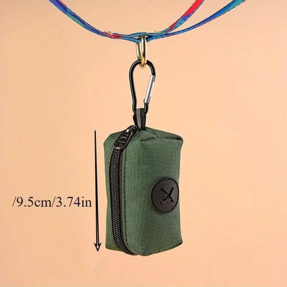 Dog Poop Bag Holder & Dispenser – Canvas Waste Bag Pouch with Carabiner