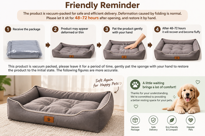 Four Season Square Dog Bed – Waterproof, Bite-Resistant Pet Sofa Mattress
