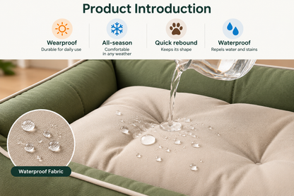 Four Season Square Dog Bed – Waterproof, Bite-Resistant Pet Sofa Mattress