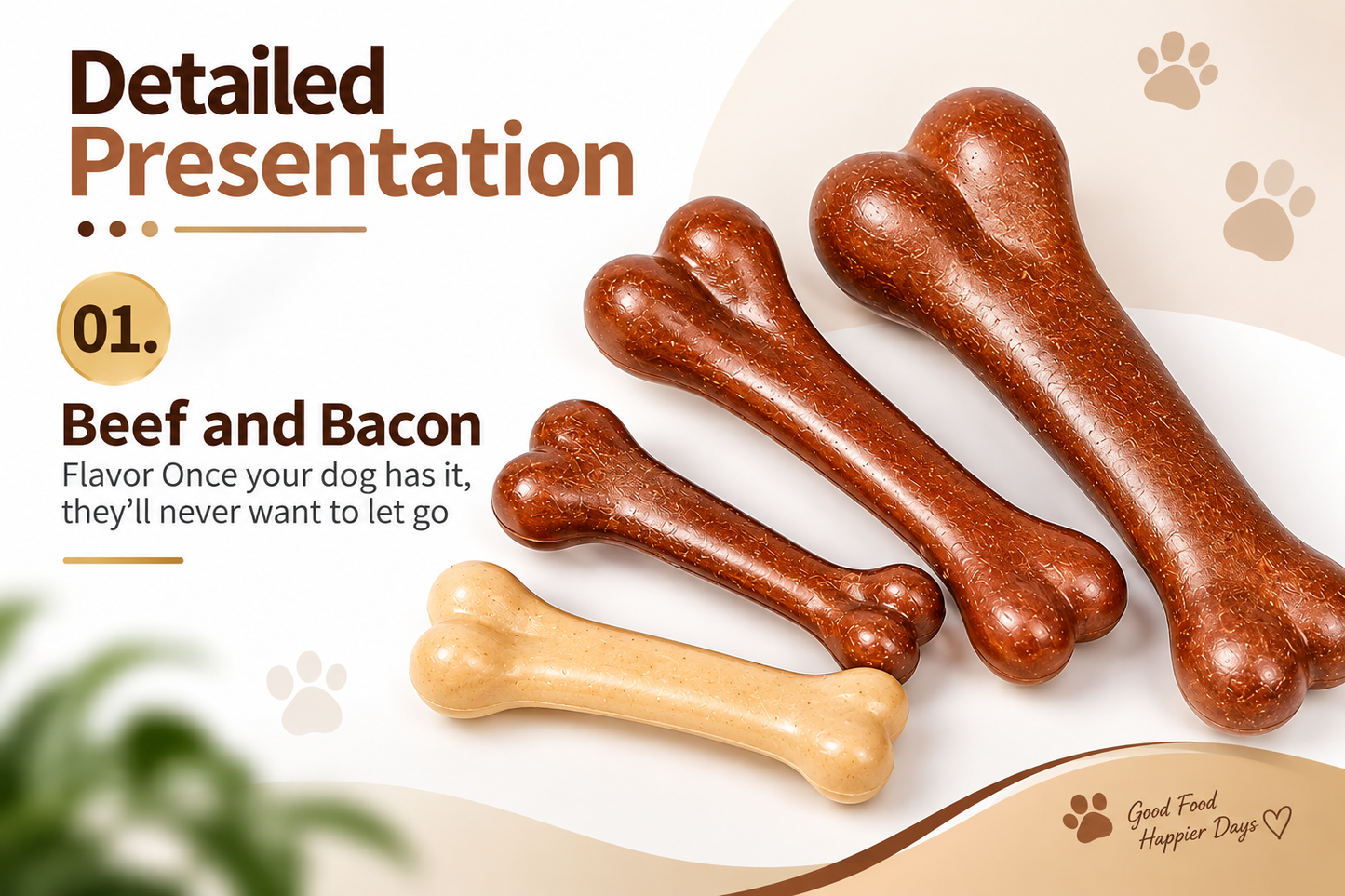 Beef Flavour Dog Chew Toy – Bite-Resistant Molar Bone for Teeth Cleaning