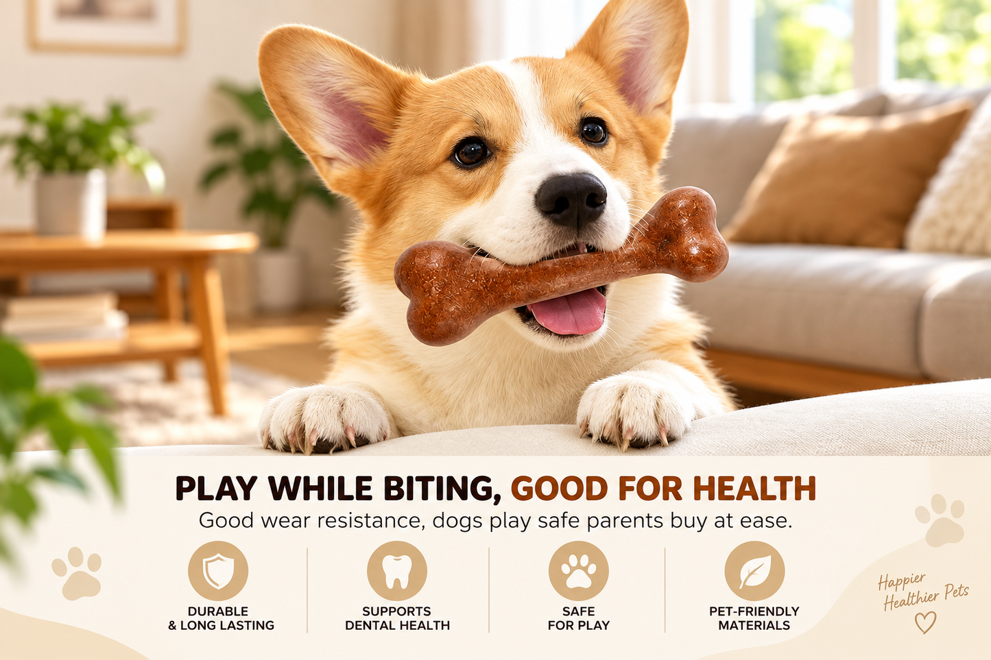 Beef Flavour Dog Chew Toy – Bite-Resistant Molar Bone for Teeth Cleaning