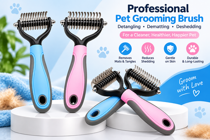 Professional Pet Hair Removal Comb – Stainless Steel Shedding & Dematting Brush