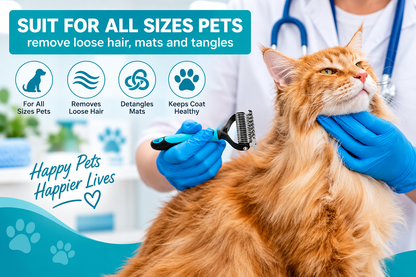 Professional Pet Hair Removal Comb – Stainless Steel Shedding & Dematting Brush