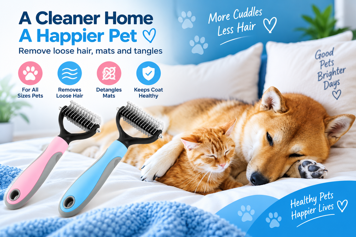Professional Pet Hair Removal Comb – Stainless Steel Shedding & Dematting Brush