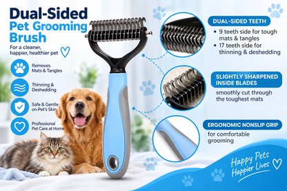 Professional Pet Hair Removal Comb – Stainless Steel Shedding & Dematting Brush