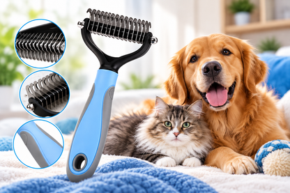 Professional Pet Hair Removal Comb – Stainless Steel Shedding & Dematting Brush