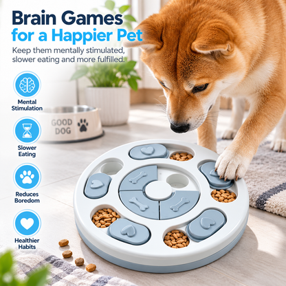 Dog Slow Feeder & Interactive Puzzle Toy – Food Dispensing Enrichment Bowl
