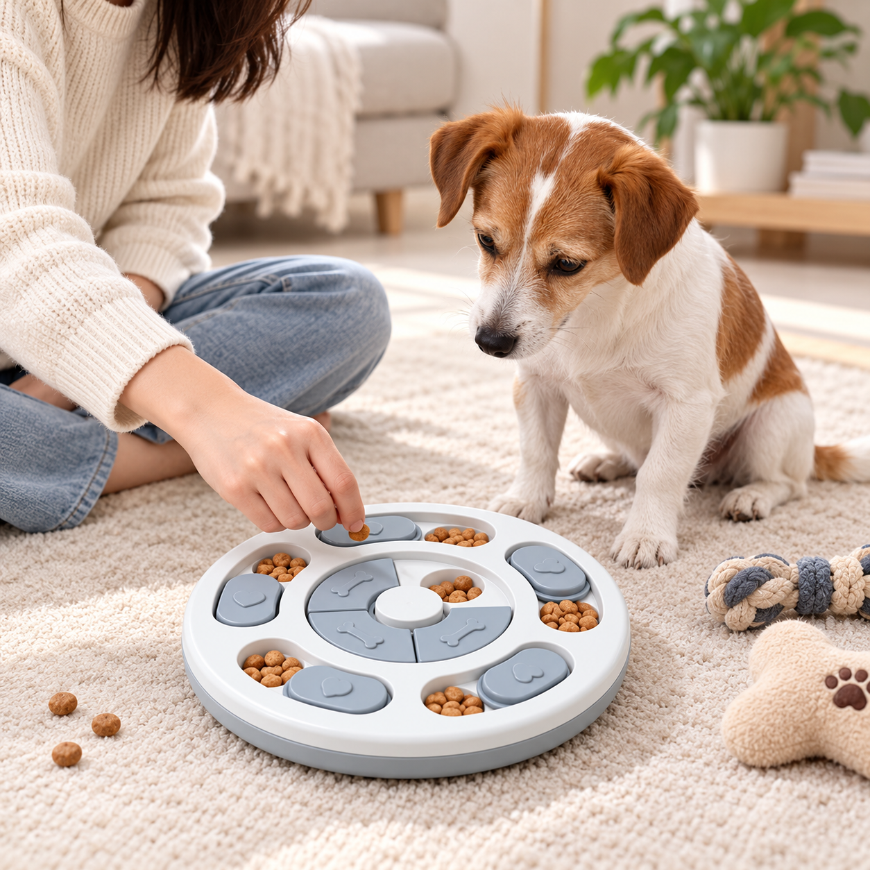 Dog Slow Feeder & Interactive Puzzle Toy – Food Dispensing Enrichment Bowl