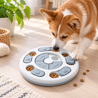 Dog Slow Feeder & Interactive Puzzle Toy – Food Dispensing Enrichment Bowl