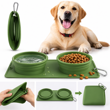 Portable Foldable Dog Bowl 2-in-1 Travel Food & Water Dish