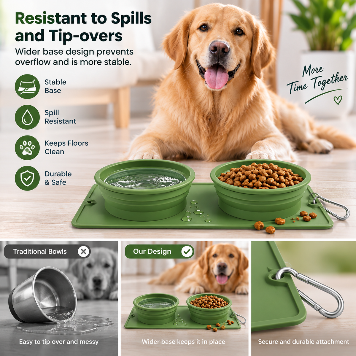 foldable dog bowl 2-in-1 travel food and water bowl in use outdoors – Pulse & Pawz
