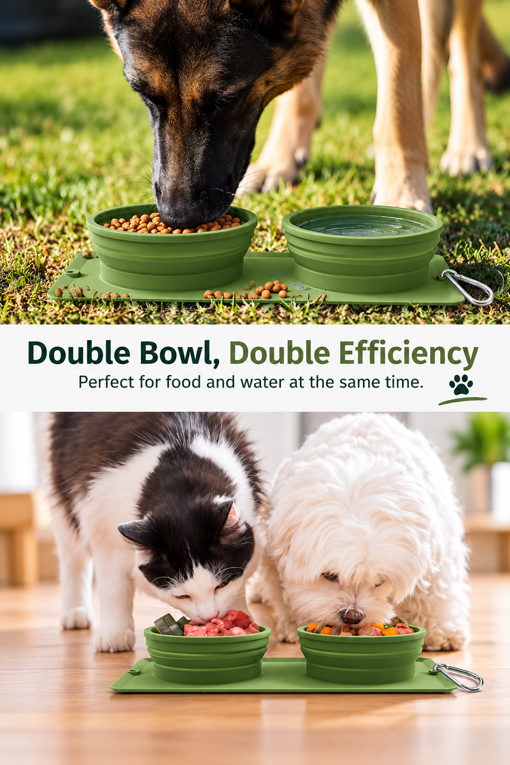 foldable dog bowl 2-in-1 travel food and water bowl close-up of fold detail – Pulse & Pawz