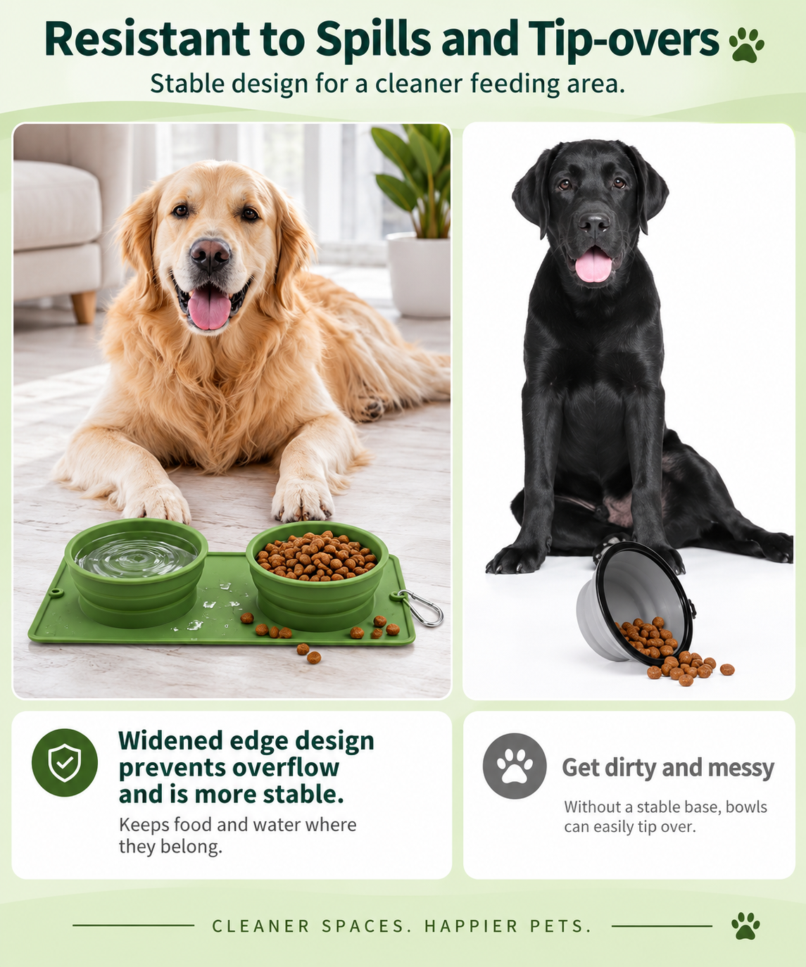 Portable Foldable Dog Bowl 2-in-1 Travel Food & Water Dish