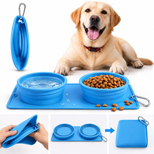 Portable Foldable Dog Bowl 2-in-1 Travel Food & Water Dish
