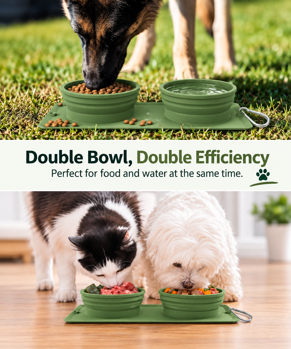 foldable dog bowl 2-in-1 travel food and water bowl travel bowl detail view – Pulse & Pawz