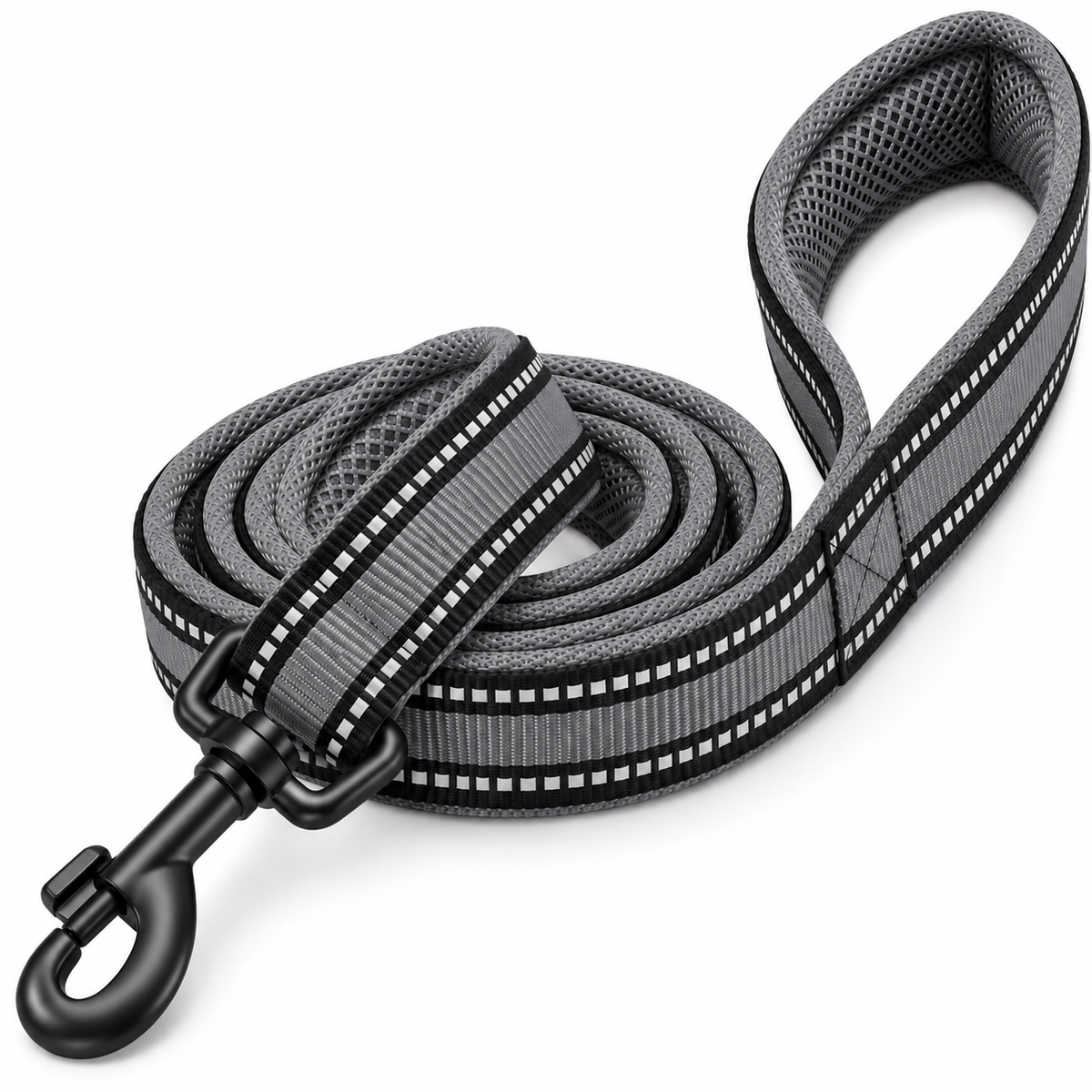 Reflective Padded Dog Leash – Soft Mesh Nylon Walking Leash, 200cm