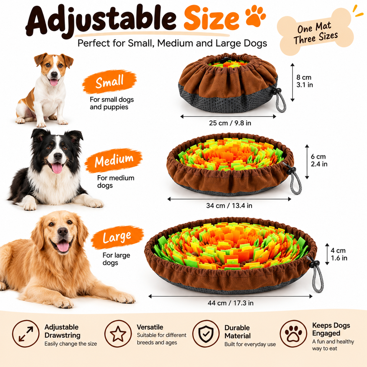 Dog Snuffle Mat & Slow Feeding Pad – Foldable Felt Foraging Toy