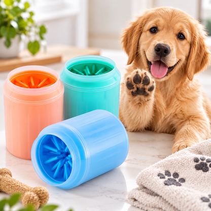 Dog Paw Cleaner Cup with Soft Silicone Bristles  Portable Paw Washing Brush
