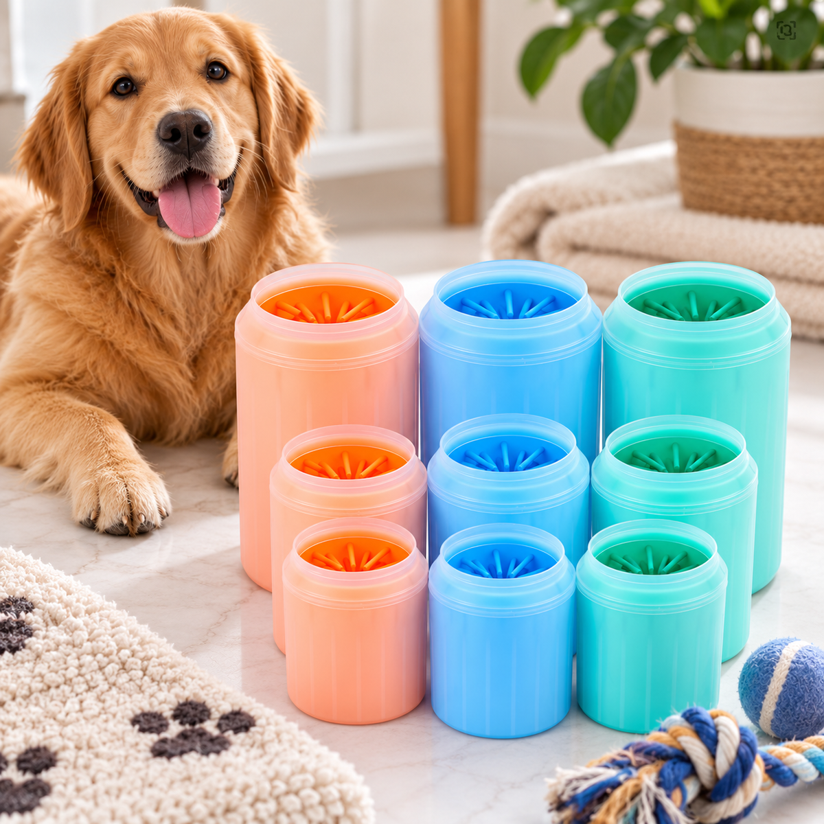 Dog Paw Cleaner Cup with Soft Silicone Bristles  Portable Paw Washing Brush