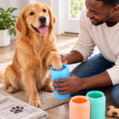 Dog Paw Cleaner Cup with Soft Silicone Bristles  Portable Paw Washing Brush