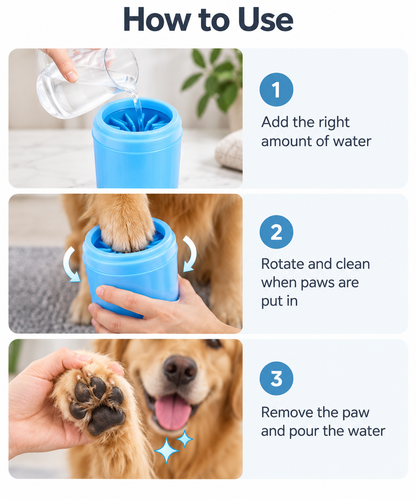 Dog Paw Cleaner Cup with Soft Silicone Bristles  Portable Paw Washing Brush