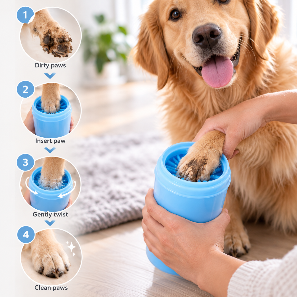 Dog Paw Cleaner Cup with Soft Silicone Bristles  Portable Paw Washing Brush