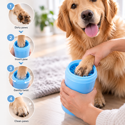 Dog Paw Cleaner Cup with Soft Silicone Bristles  Portable Paw Washing Brush