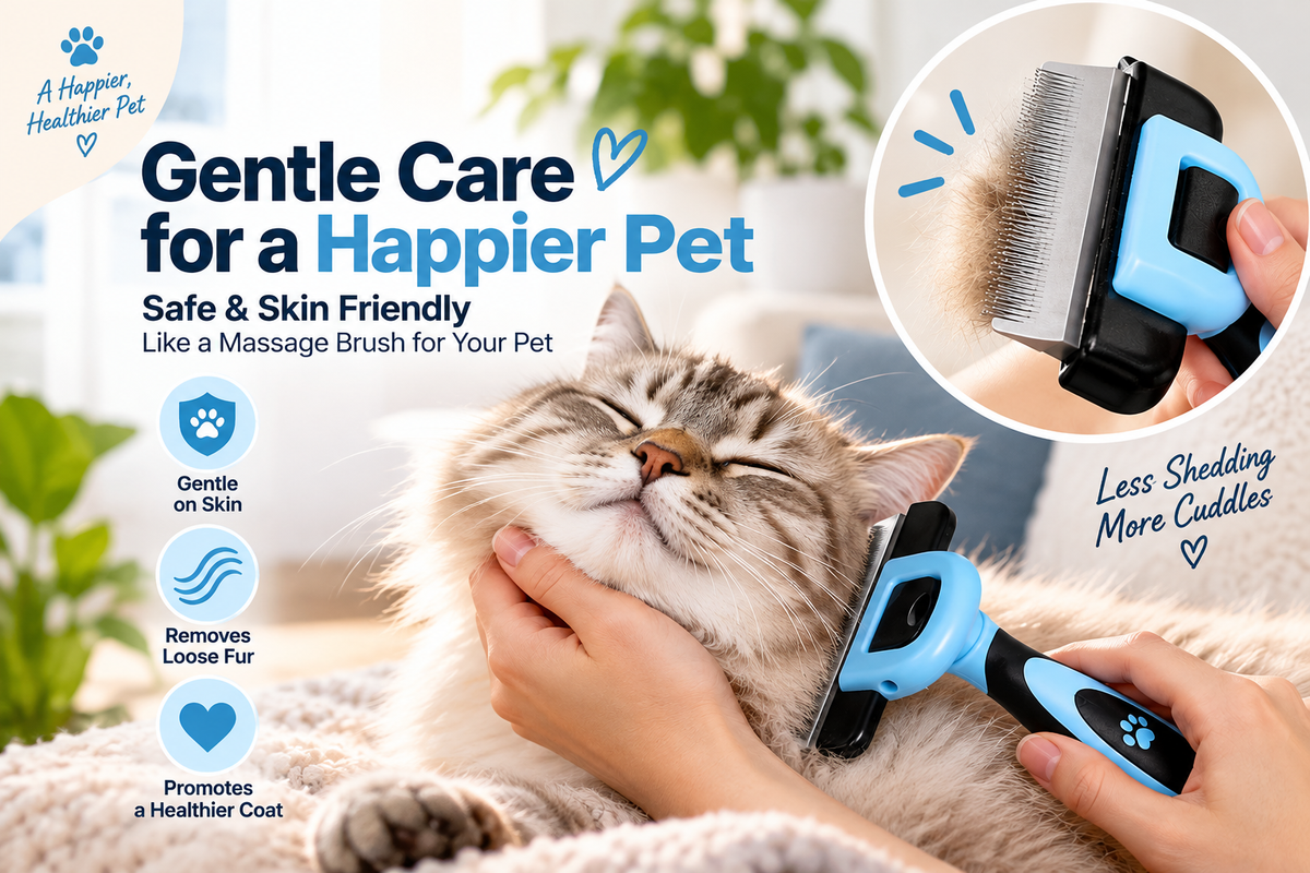 Undercoat Slicker Rake Brush – De-shedding Grooming Comb for Dogs & Cats