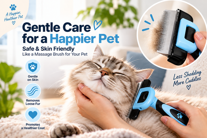 Undercoat Slicker Rake Brush – De-shedding Grooming Comb for Dogs & Cats