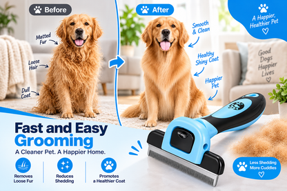 Undercoat Slicker Rake Brush – De-shedding Grooming Comb for Dogs & Cats