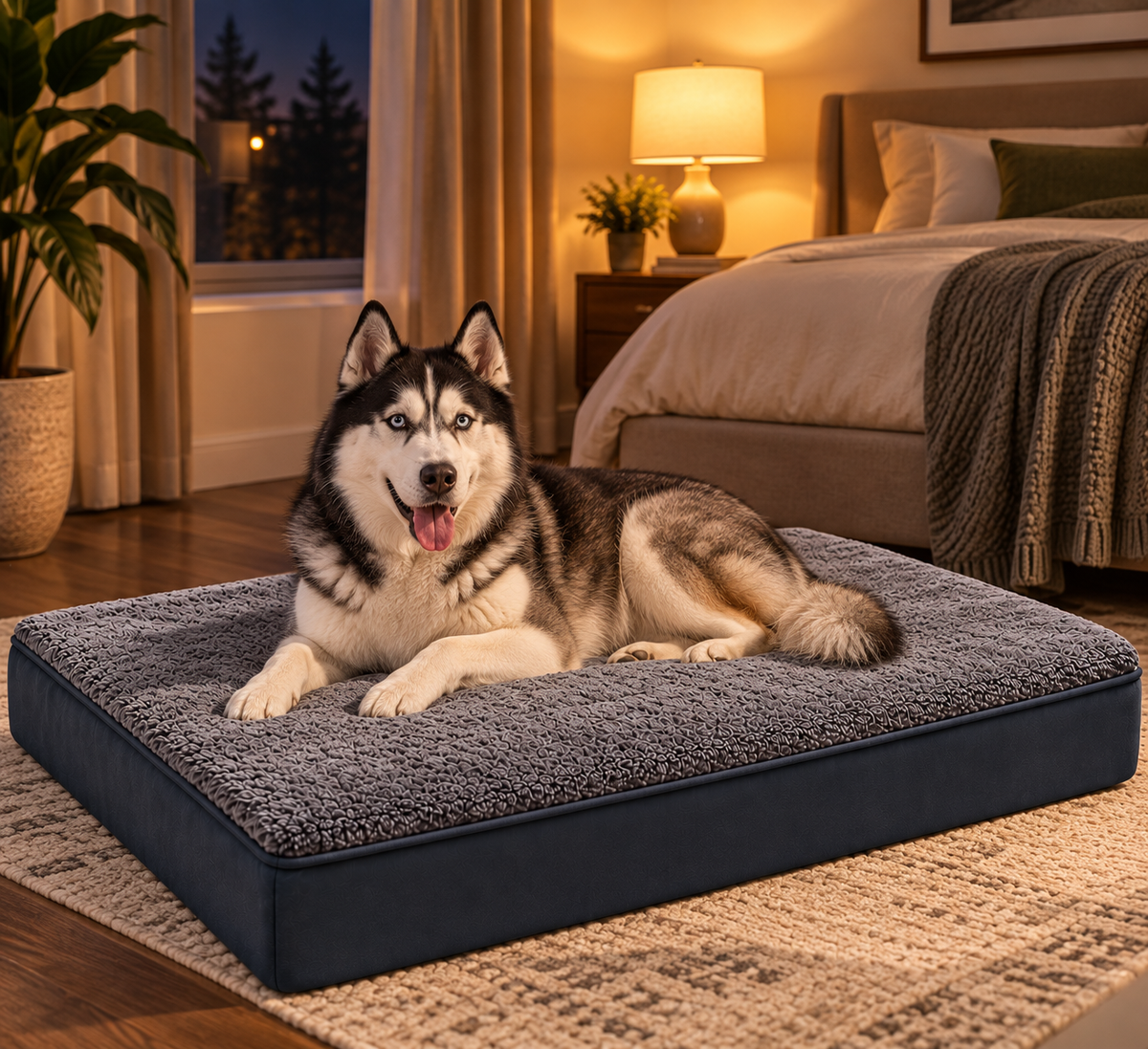 large dog bed thick orthopedic mattress rectangular bed design size L – Pulse & Pawz
