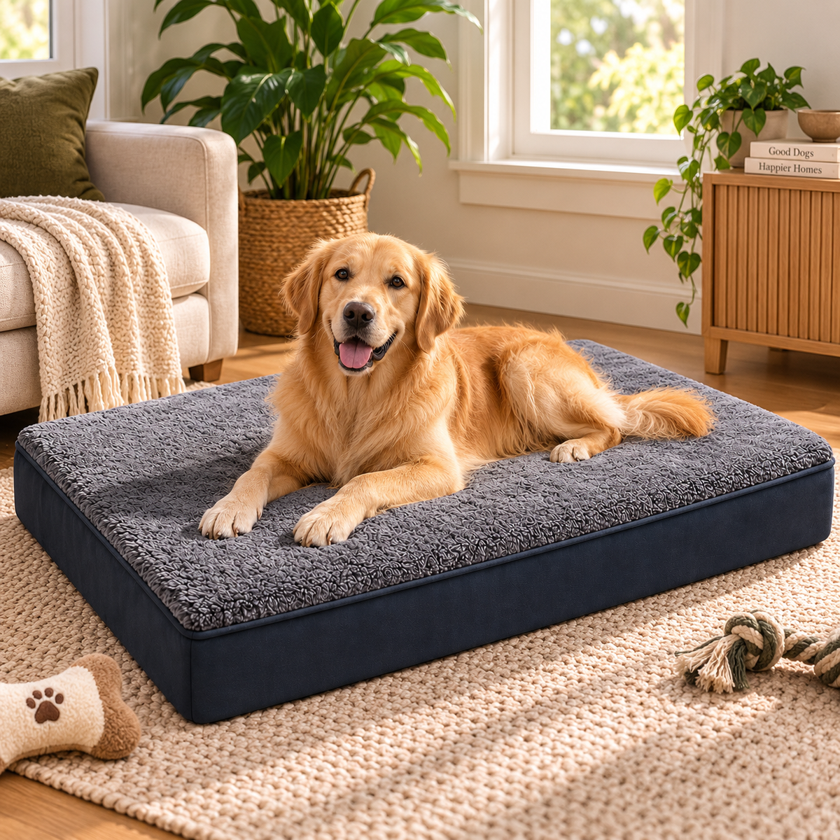 large dog bed thick orthopedic mattress alternate view of the bed – Pulse & Pawz