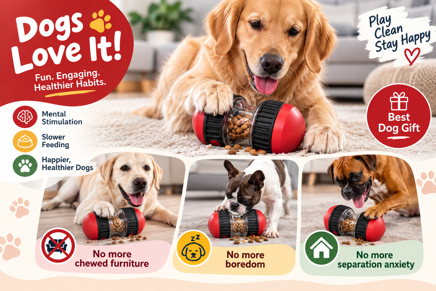 Dog Puzzle Toy – Elliptical Rolling Track Treat Dispenser