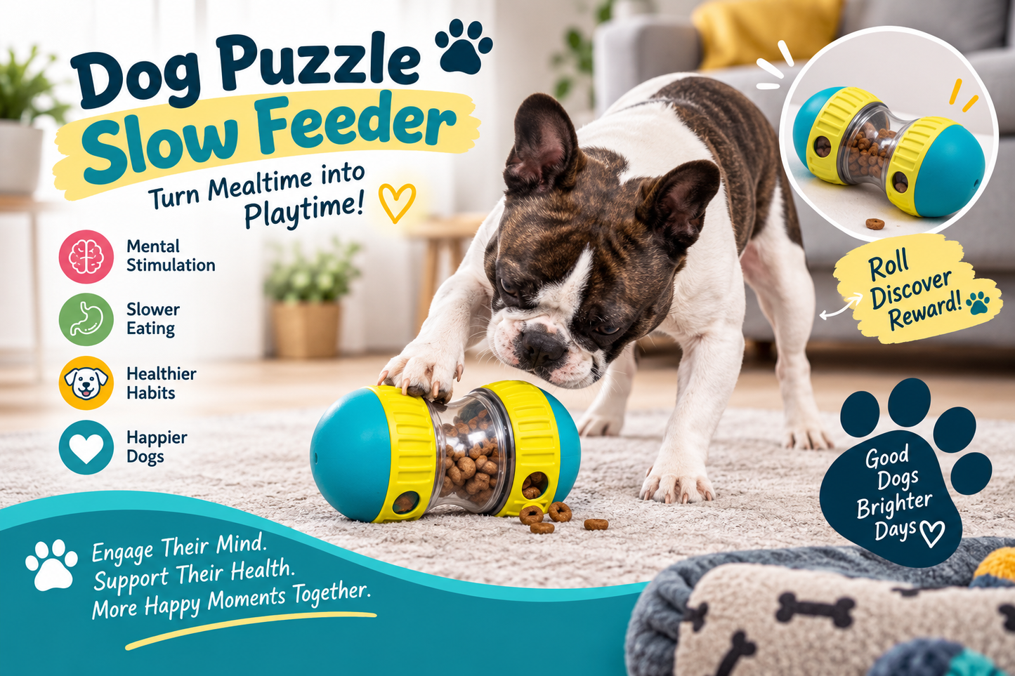 Dog Puzzle Toy – Elliptical Rolling Track Treat Dispenser