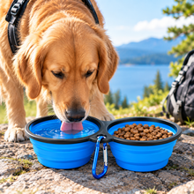 Collapsible Dog Bowl Set (2pcs) – Silicone Travel Bowls with Carabiner