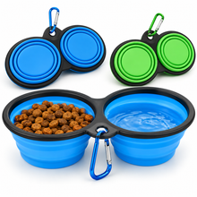 Collapsible Dog Bowl Set (2pcs) – Silicone Travel Bowls with Carabiner