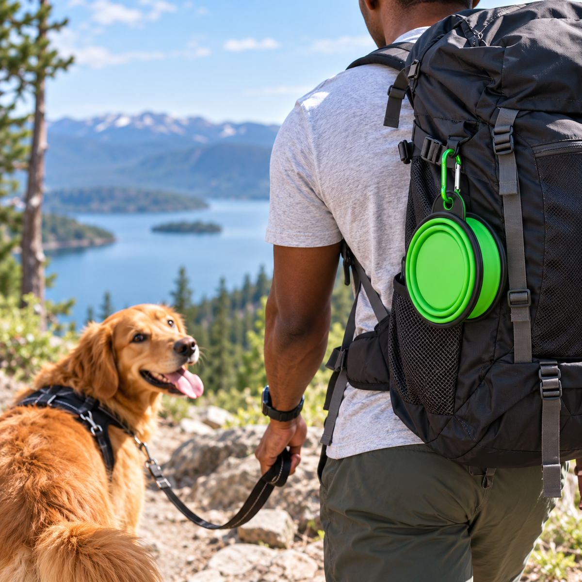 Collapsible Dog Bowl Set (2pcs) – Silicone Travel Bowls with Carabiner