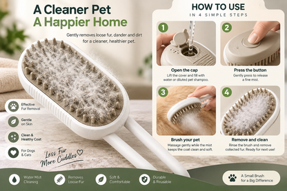 3-in-1 Steam Dog Grooming Brush – Deshed & Clean